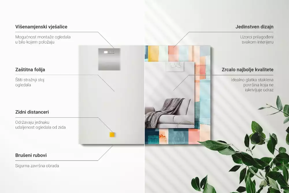 Espejo rectangular estampado Rectángulos abstractos coloridos