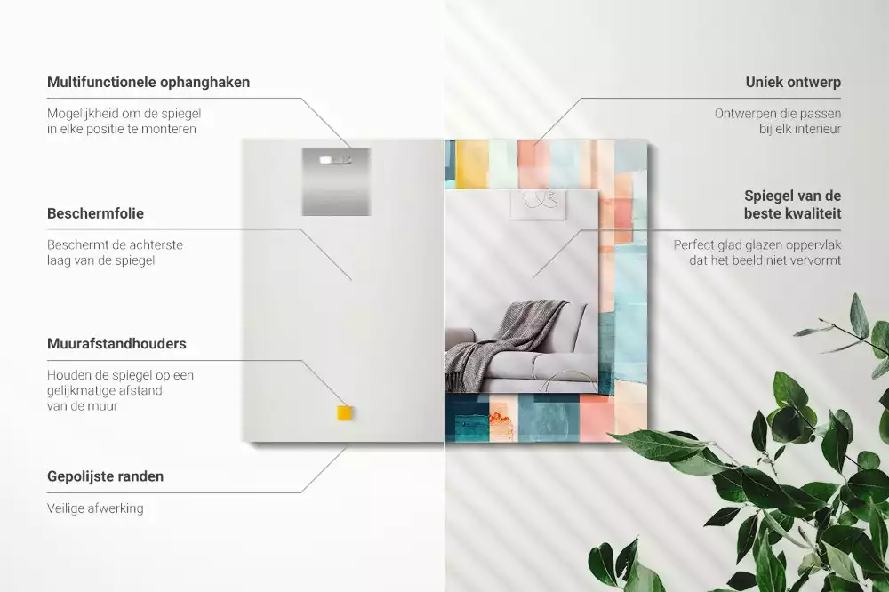 Espejo rectangular estampado Rectángulos abstractos coloridos