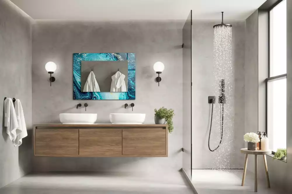 Espejo rectangular impreso Arte abstracto azul