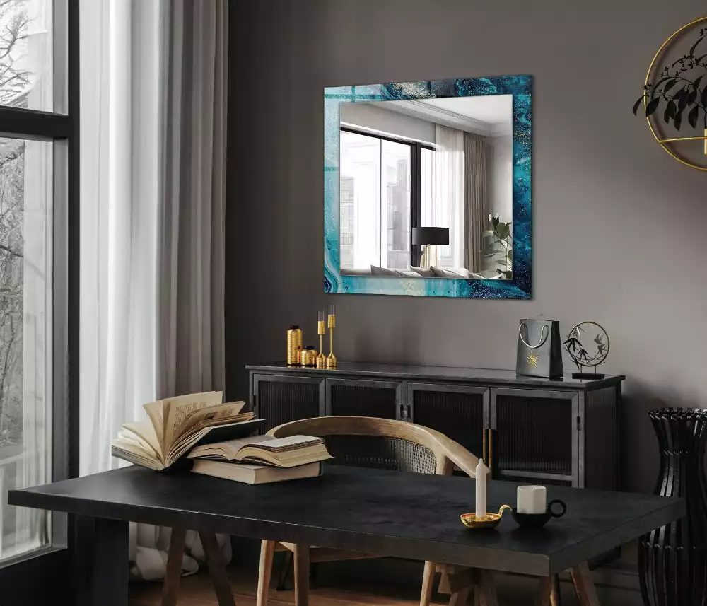 Espejo rectangular impreso Arte abstracto azul