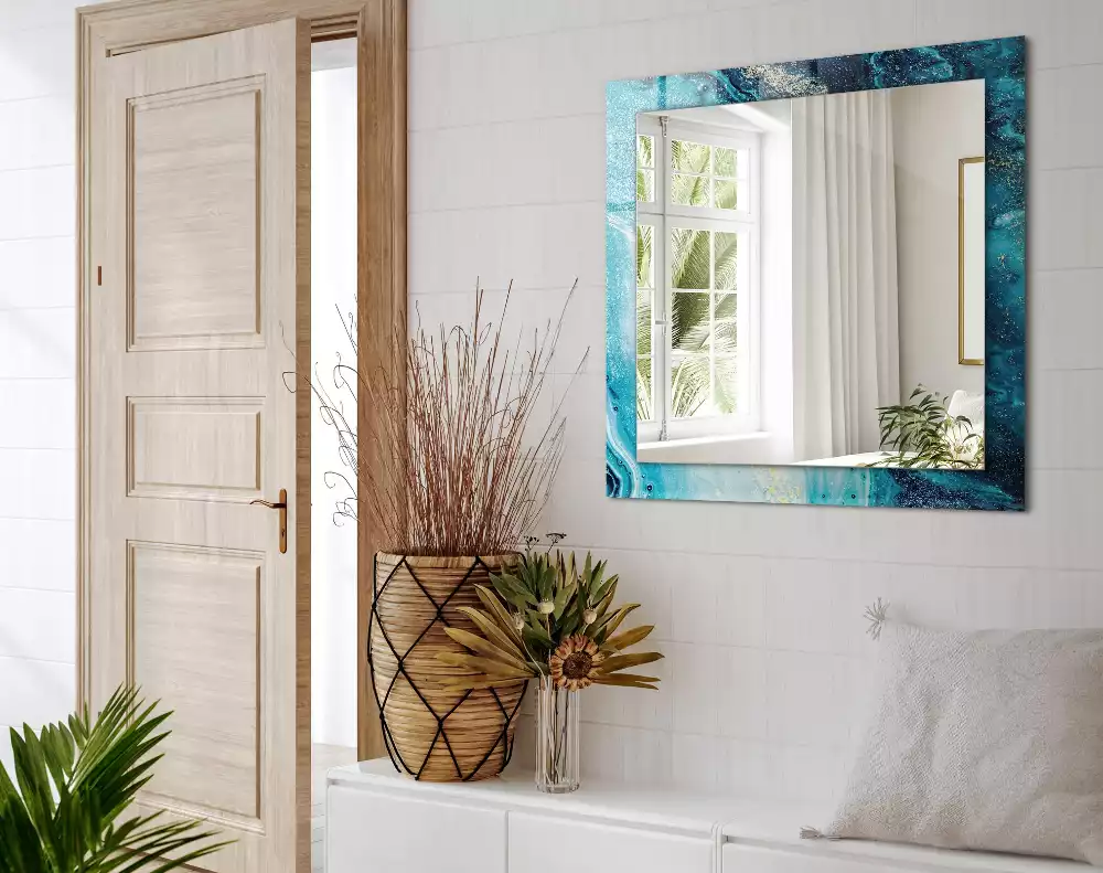 Espejo rectangular impreso Arte abstracto azul