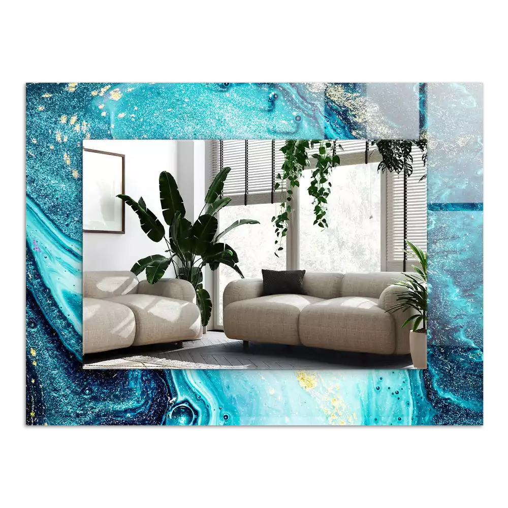 Espejo rectangular impreso Arte abstracto azul