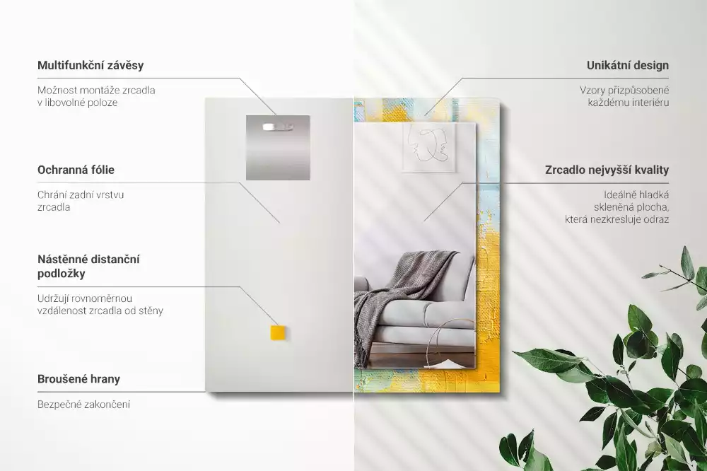 Espejo rectangular impreso Pintura al óleo abstracta