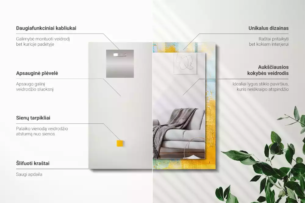 Espejo rectangular impreso Pintura al óleo abstracta