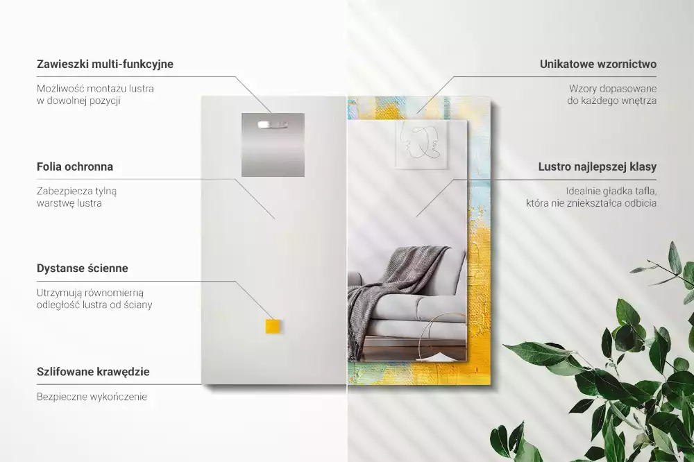 Espejo rectangular impreso Pintura al óleo abstracta