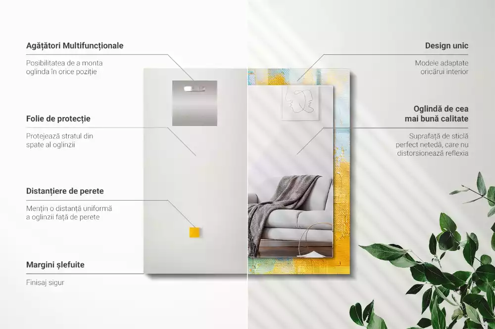 Espejo rectangular impreso Pintura al óleo abstracta