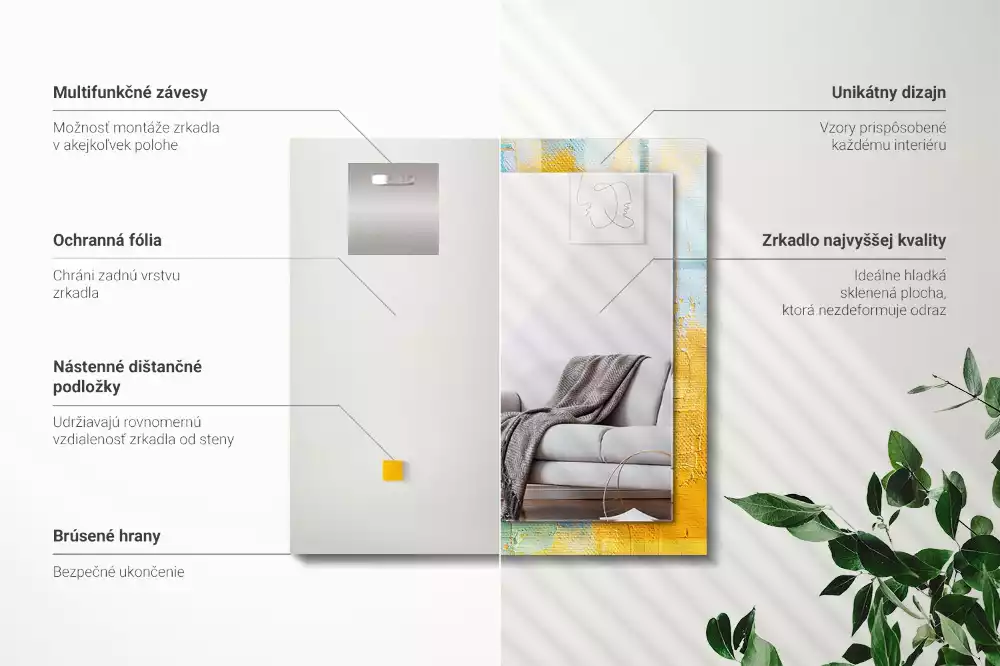 Espejo rectangular impreso Pintura al óleo abstracta