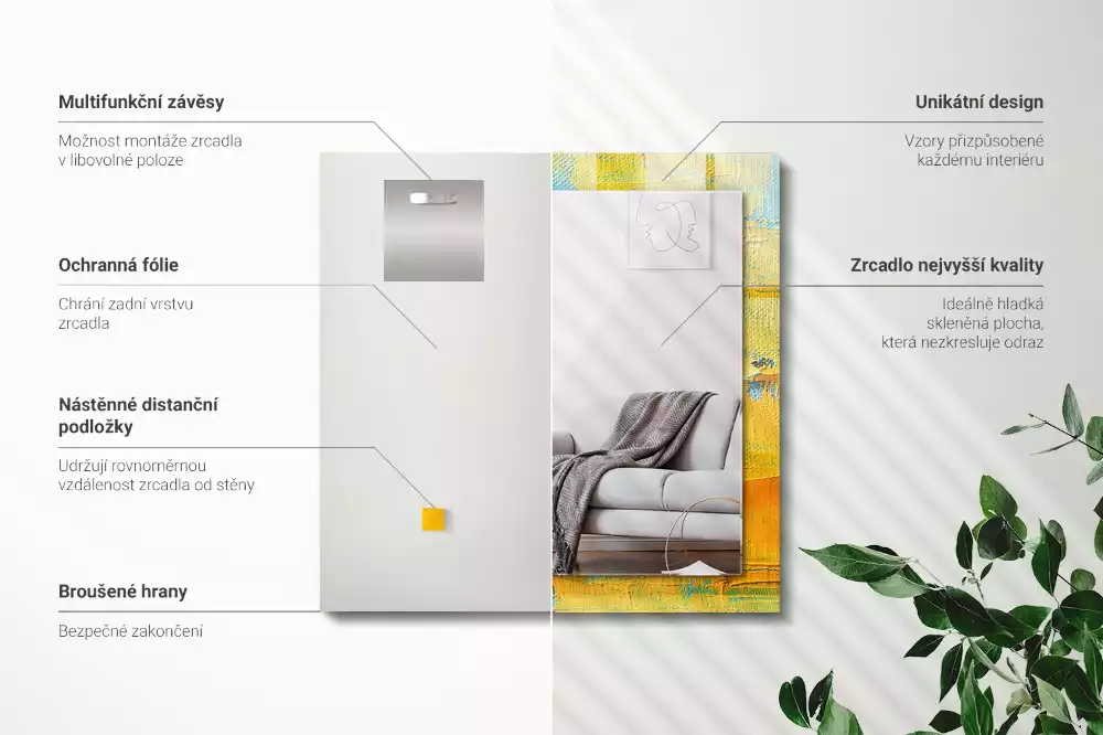 Espejo rectangular estampado Pintura al óleo abstracta