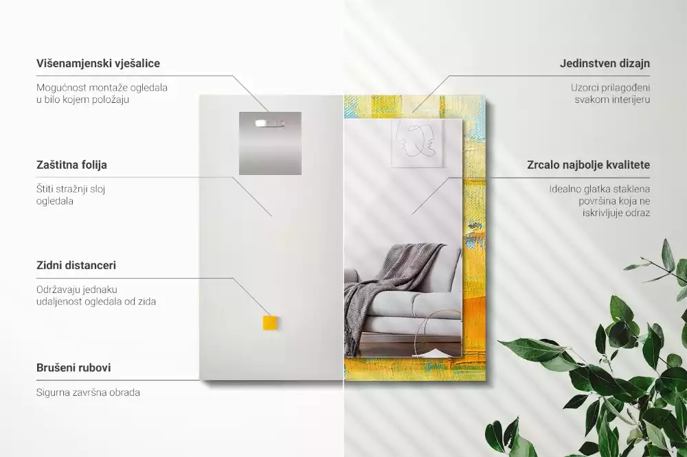 Espejo rectangular estampado Pintura al óleo abstracta