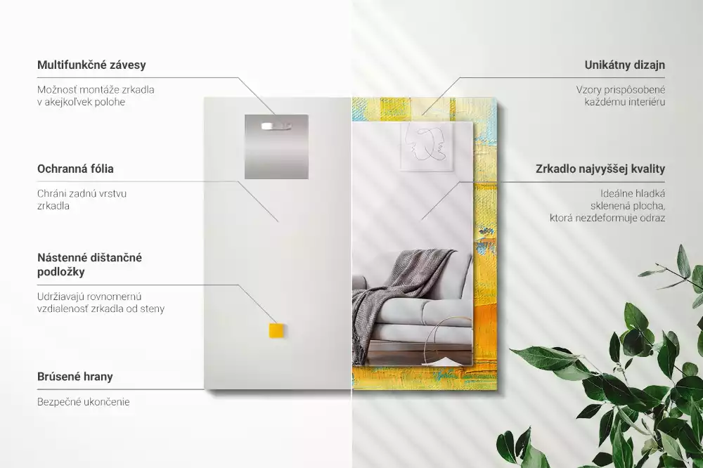 Espejo rectangular estampado Pintura al óleo abstracta