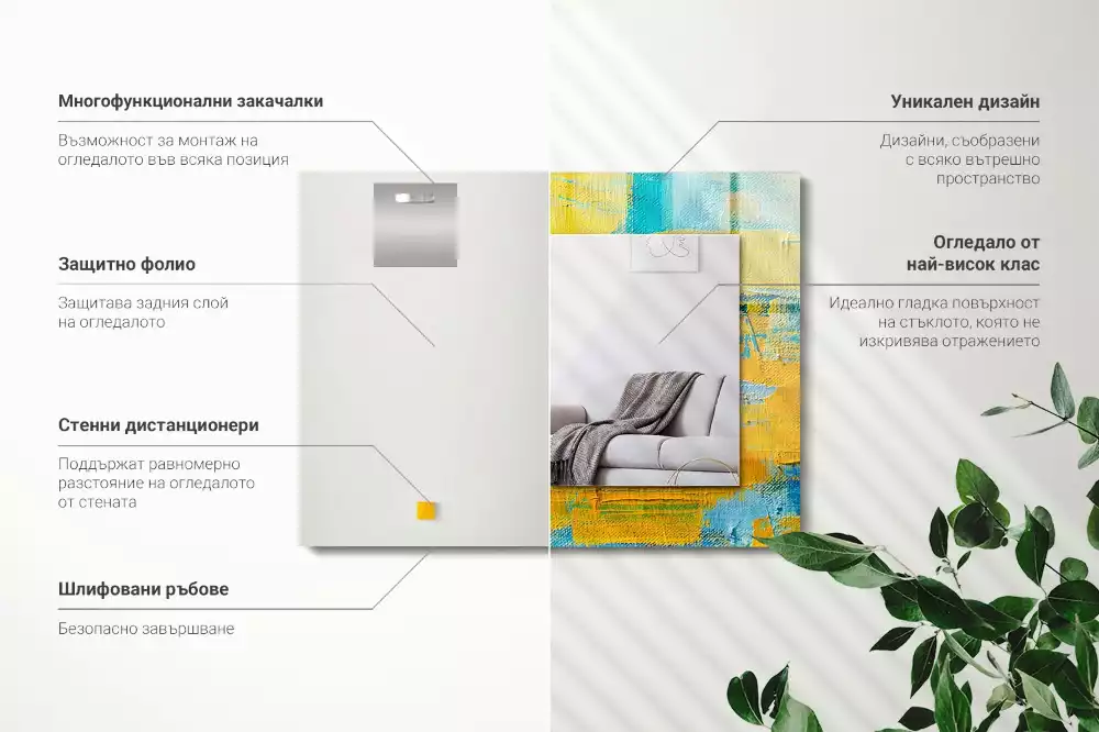 Espejo rectangular estampado Pintura al óleo abstracta