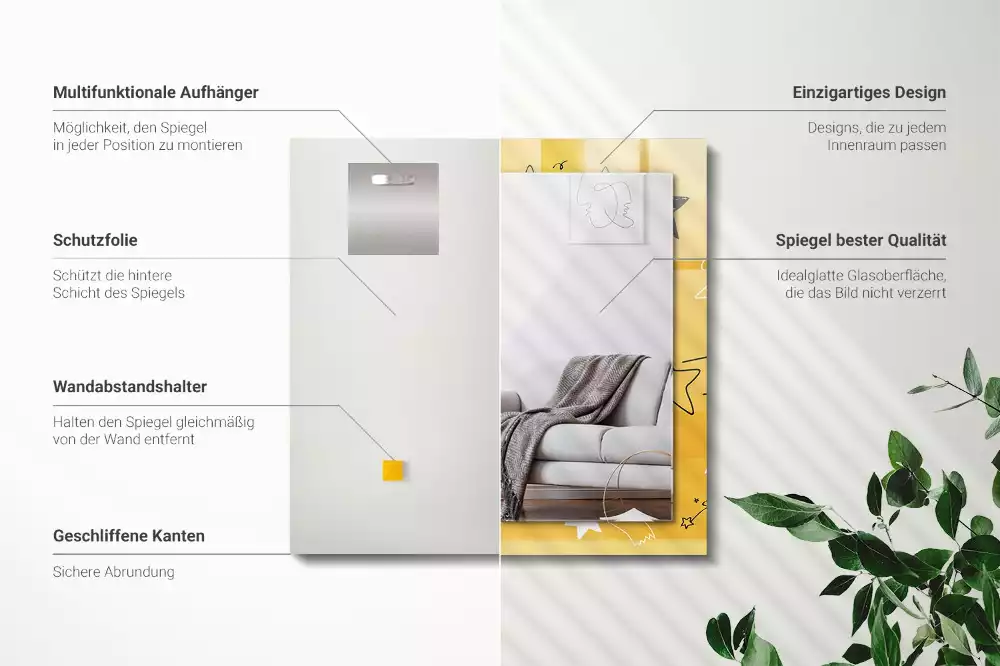 Espejo rectangular estampado Dibujos de varias estrellas