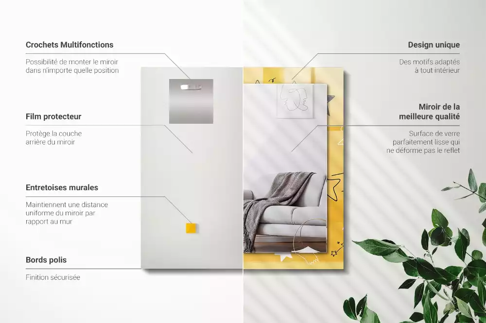 Espejo rectangular estampado Dibujos de varias estrellas