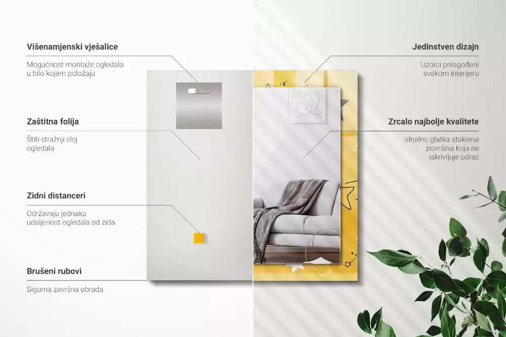 Espejo rectangular estampado Dibujos de varias estrellas