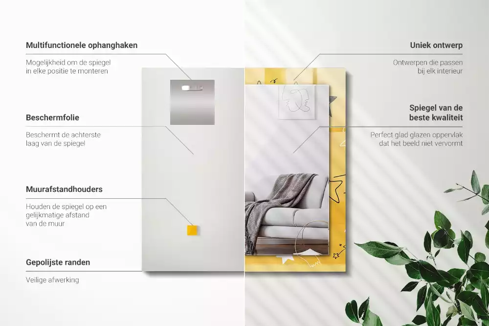 Espejo rectangular estampado Dibujos de varias estrellas