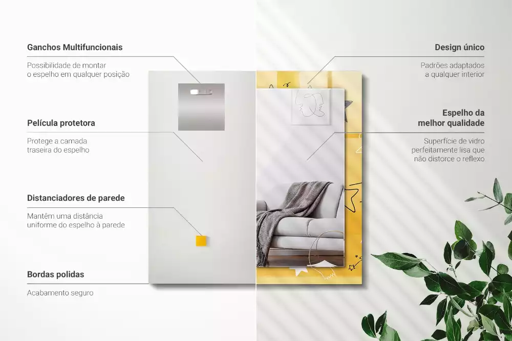 Espejo rectangular estampado Dibujos de varias estrellas