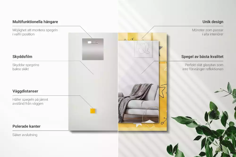 Espejo rectangular estampado Dibujos de varias estrellas