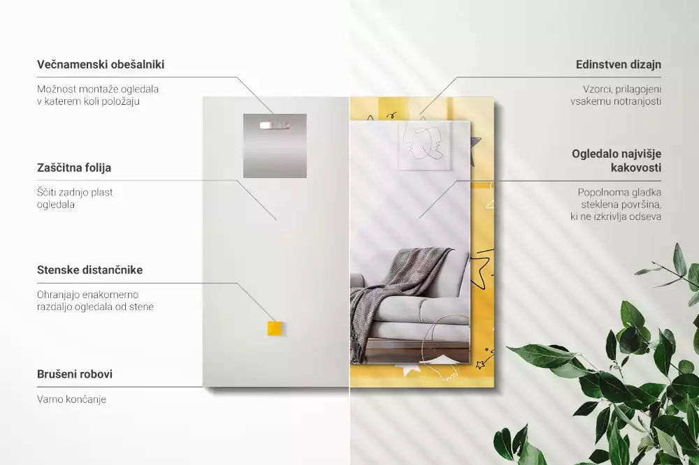 Espejo rectangular estampado Dibujos de varias estrellas