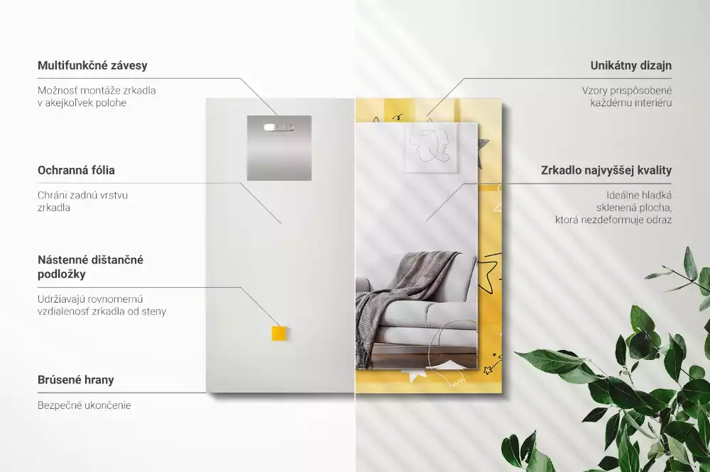 Espejo rectangular estampado Dibujos de varias estrellas