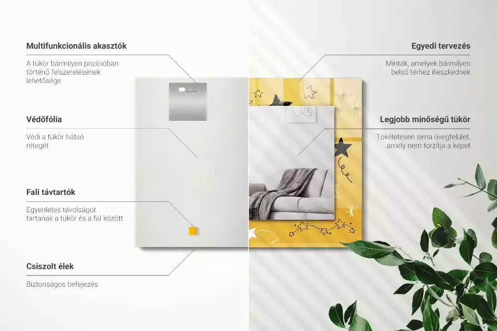 Espejo rectangular estampado Dibujos de varias estrellas