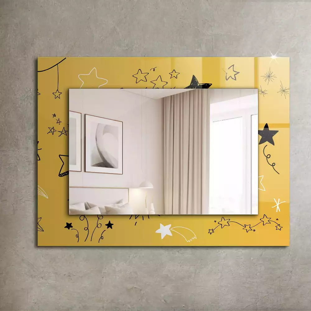 Espejo rectangular estampado Dibujos de varias estrellas