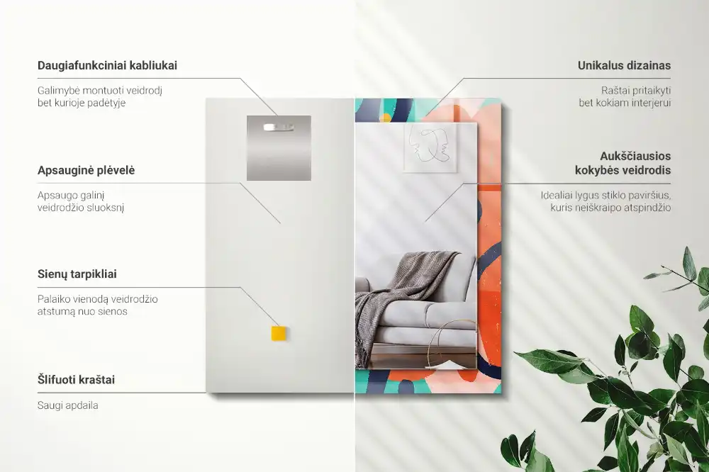 Espejo rectangular impreso Gráficos abstractos coloridos