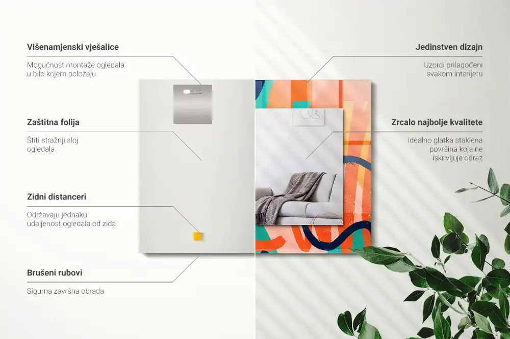 Espejo rectangular impreso Gráficos abstractos coloridos