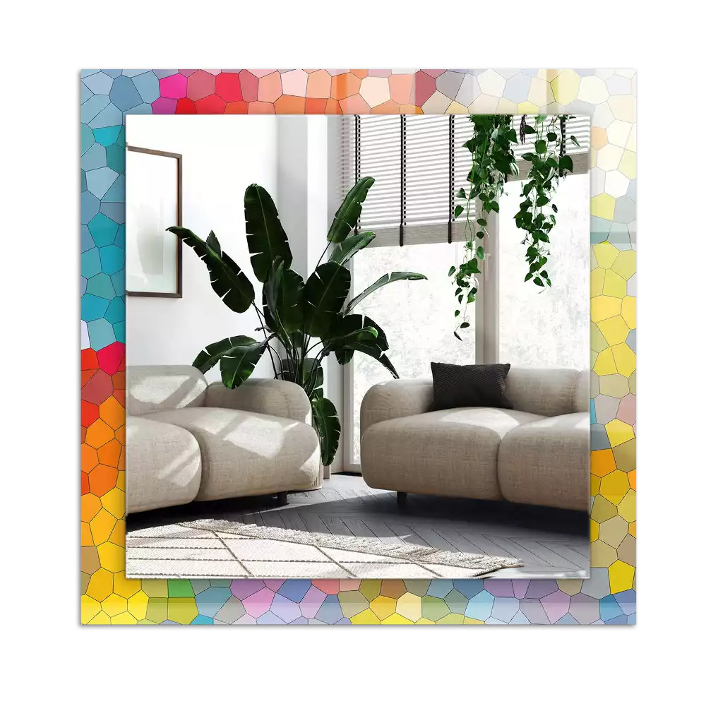 Espejo rectangular estampado mosaico abstracto colorido