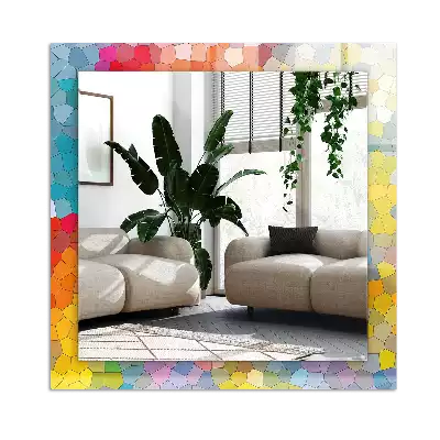 Espejo rectangular estampado mosaico abstracto colorido