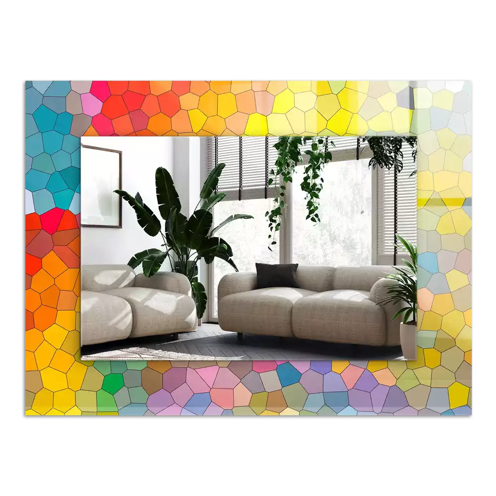 Espejo rectangular estampado mosaico abstracto colorido
