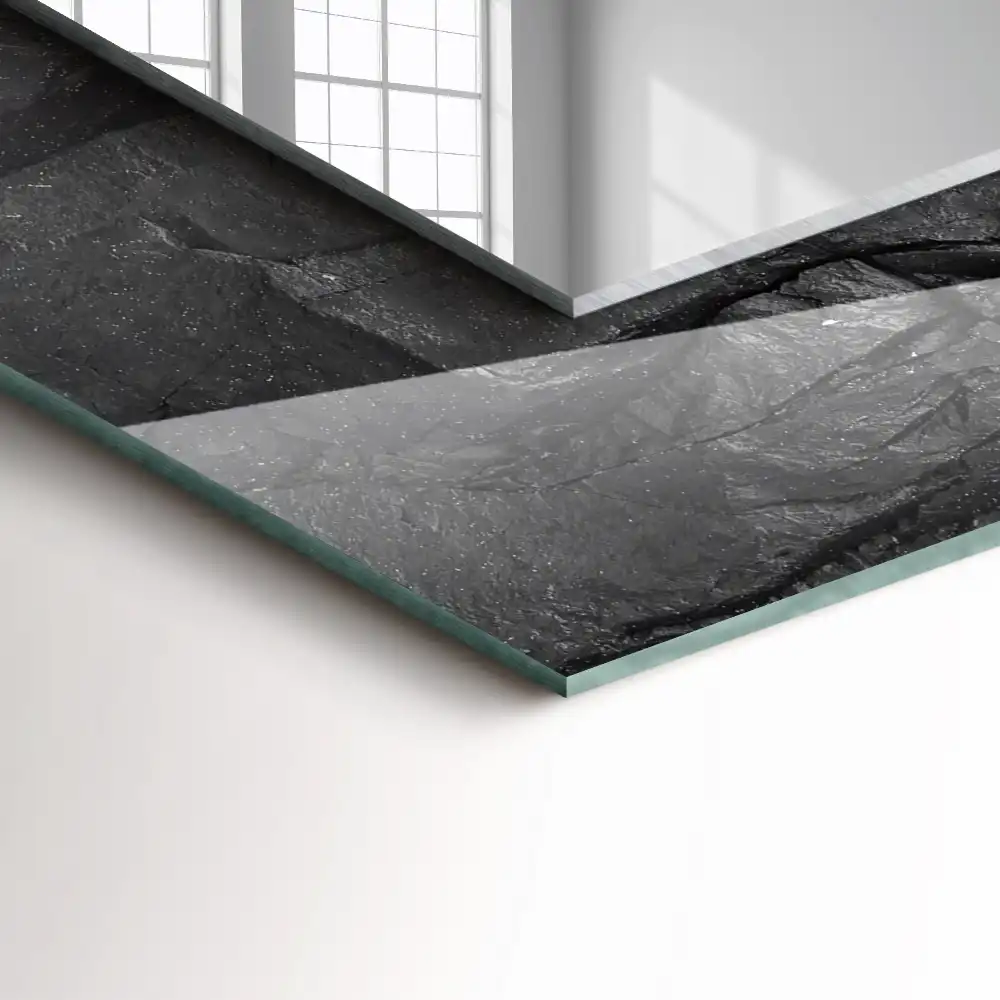 Espejo rectangular impreso Grietas en la roca negra
