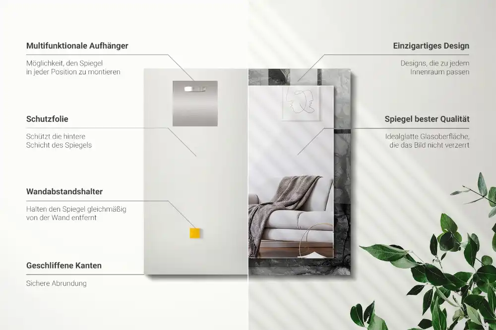 Espejo rectangular impreso Grietas en la roca negra