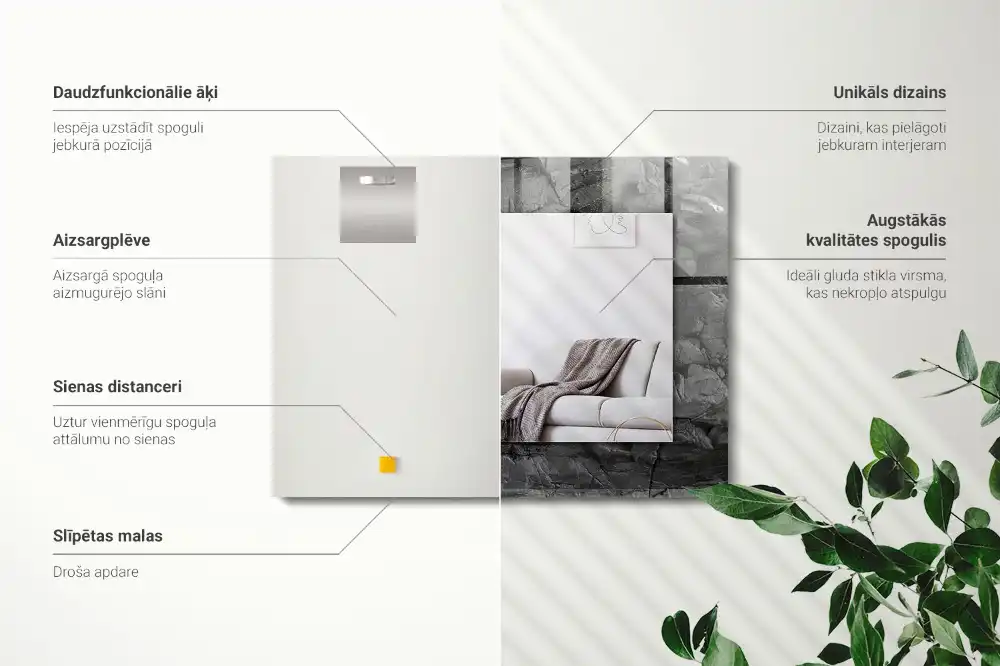 Espejo rectangular impreso Grietas en la roca negra