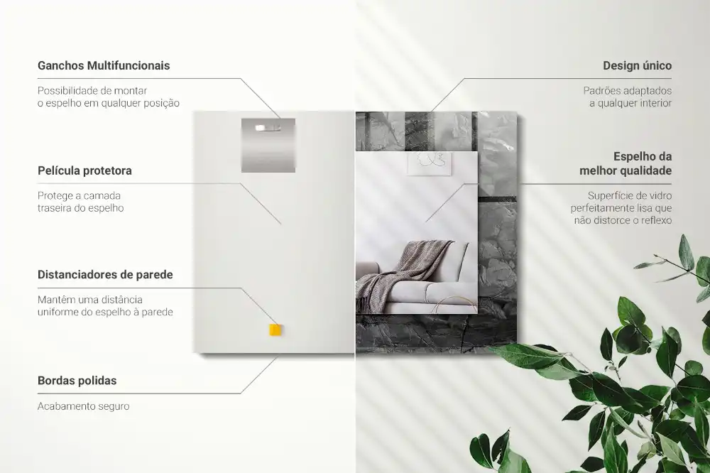 Espejo rectangular impreso Grietas en la roca negra