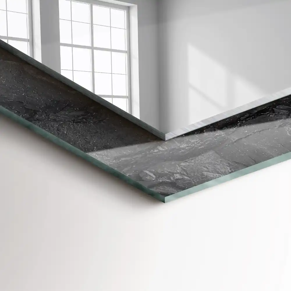 Espejo rectangular impreso Grietas en la roca negra