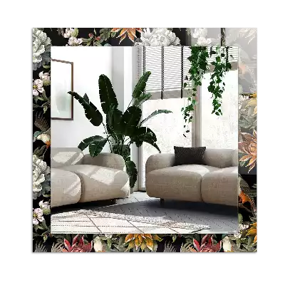 Espejo rectangular impreso Flores y pájaros