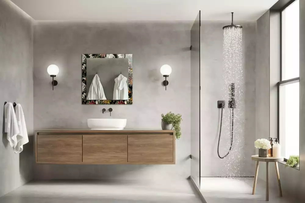 Espejo rectangular impreso Flores y pájaros