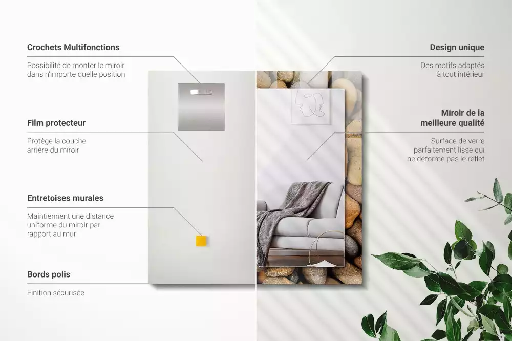 Espejo rectangular estampado Piedras lisas de colores