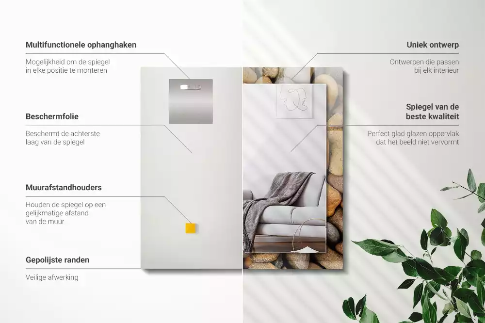 Espejo rectangular estampado Piedras lisas de colores