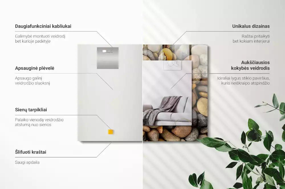 Espejo rectangular estampado Piedras lisas de colores