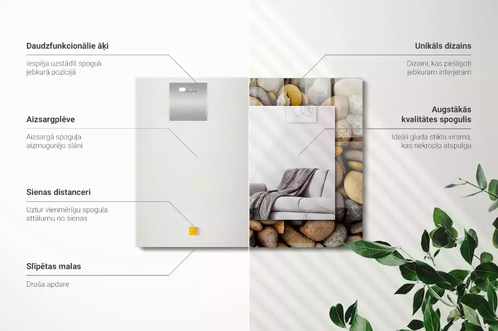 Espejo rectangular estampado Piedras lisas de colores