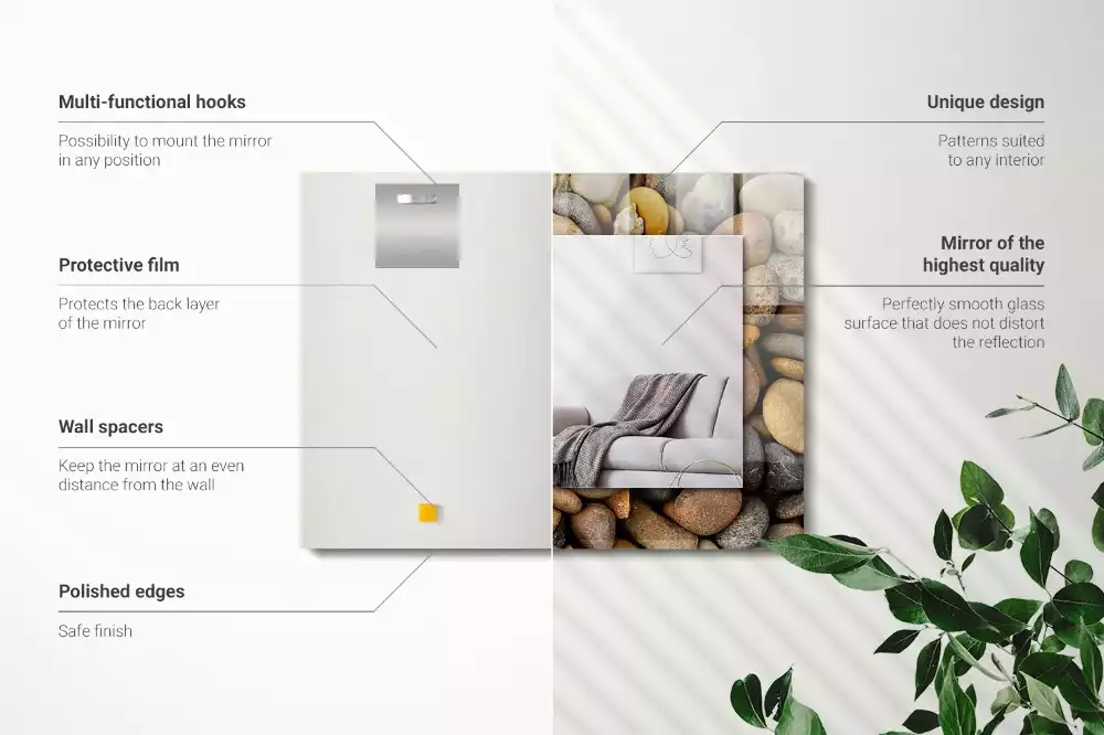 Espejo rectangular estampado Piedras lisas de colores