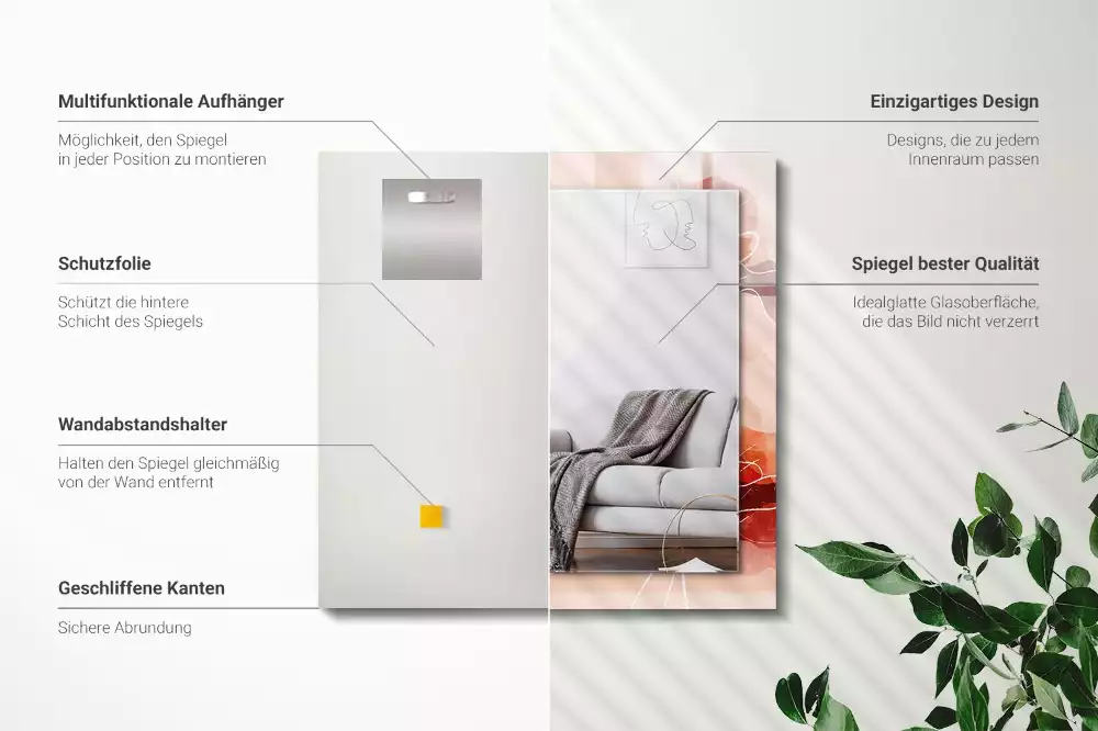 Espejo rectangular estampado Patrones florales abstractos