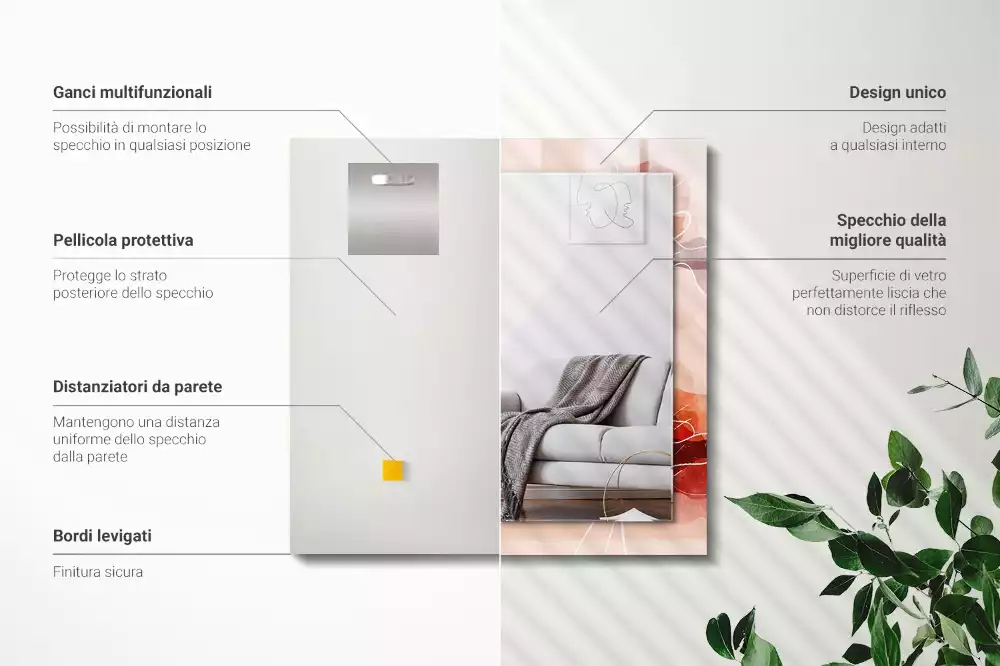 Espejo rectangular estampado Patrones florales abstractos