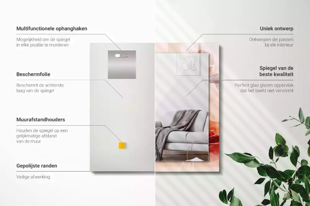 Espejo rectangular estampado Patrones florales abstractos