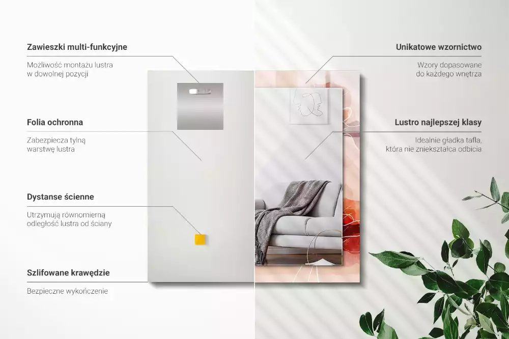 Espejo rectangular estampado Patrones florales abstractos