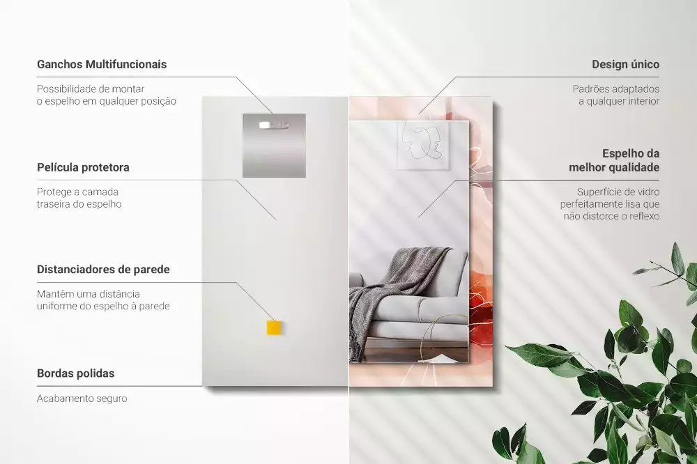 Espejo rectangular estampado Patrones florales abstractos