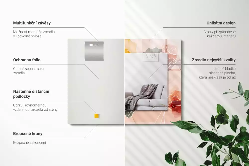 Espejo rectangular estampado Patrones florales abstractos