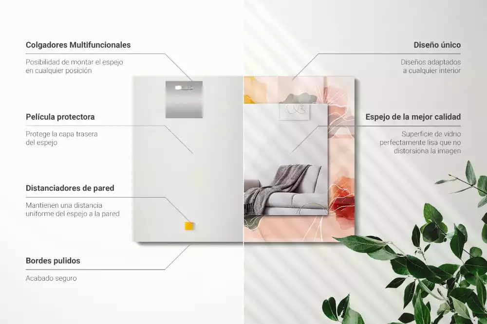 Espejo rectangular estampado Patrones florales abstractos