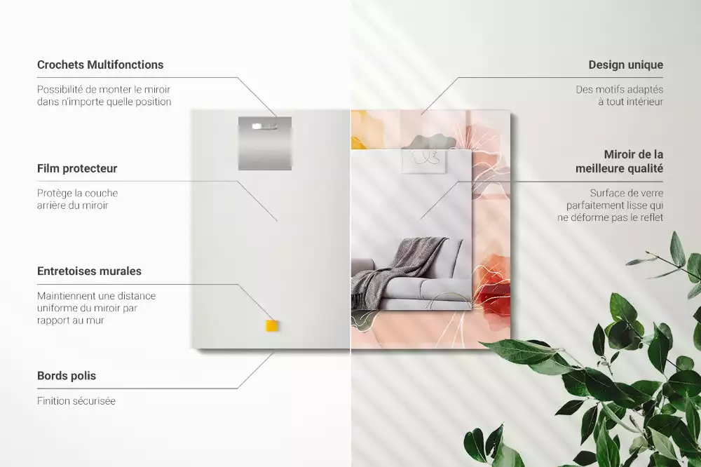 Espejo rectangular estampado Patrones florales abstractos